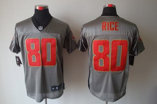 Nike 49ers 80 Rice Grey Elite Jerseys