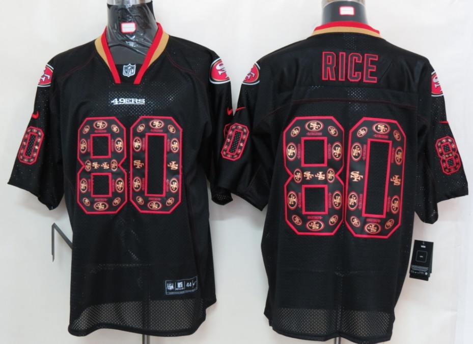 Nike 49ers 80 Rice Lights Out Black Elite Jerseys