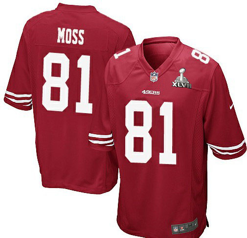 Nike 49ers 81 Randy Moss Red Game 2013 Super Bowl XLVII Jersey - Click Image to Close