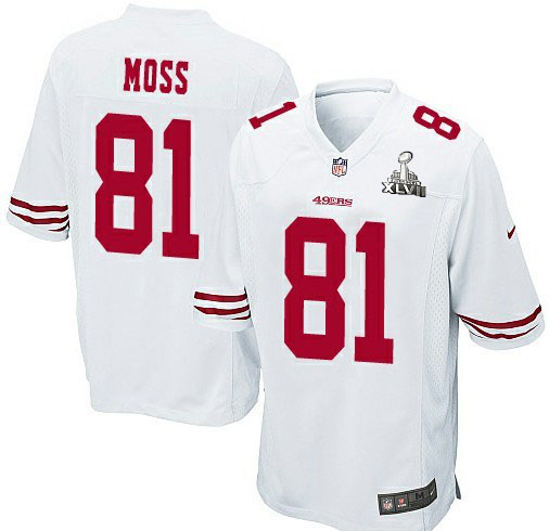 Nike 49ers 81 Randy Moss White Game 2013 Super Bowl XLVII Jersey