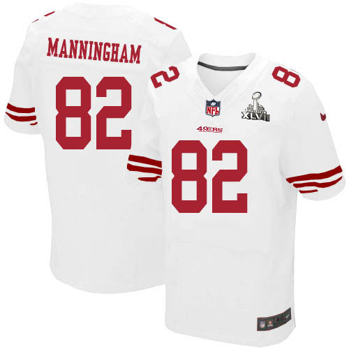 Nike 49ers 82 Mario Manningham White Elite 2013 Super Bowl XLVII Jersey - Click Image to Close