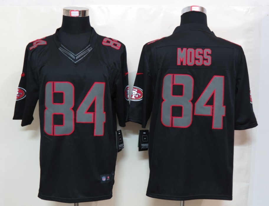 Nike 49ers 84 Moss Black Impact Limited Jerseys