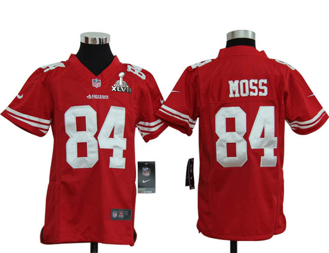 Nike 49ers 84 Moss Red Kids Game 2013 Super Bowl XLVII Jersey