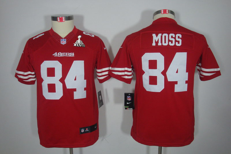 Nike 49ers 84 Moss Red Kids Limited 2013 Super Bowl XLVII Jersey