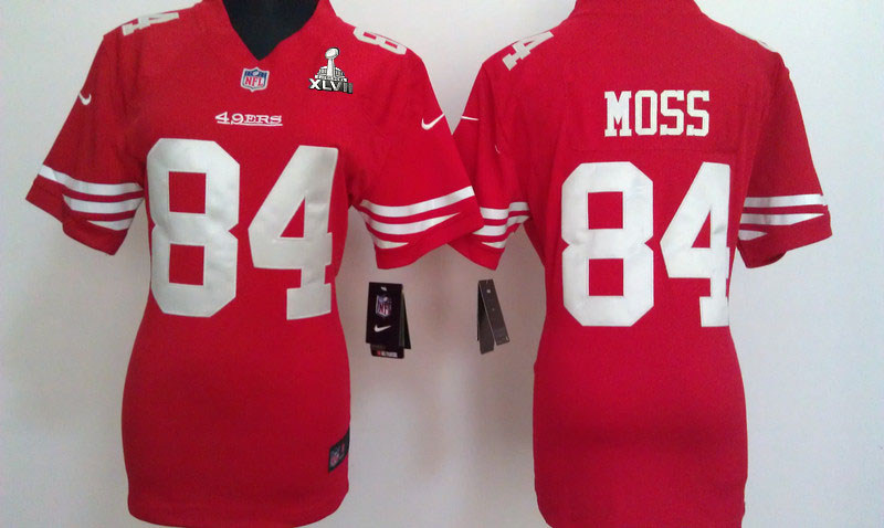 Nike 49ers 84 Moss Red Women Game 2013 Super Bowl XLVII Jersey