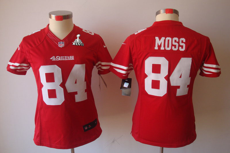 Nike 49ers 84 Moss Red Women Limited 2013 Super Bowl XLVII Jersey