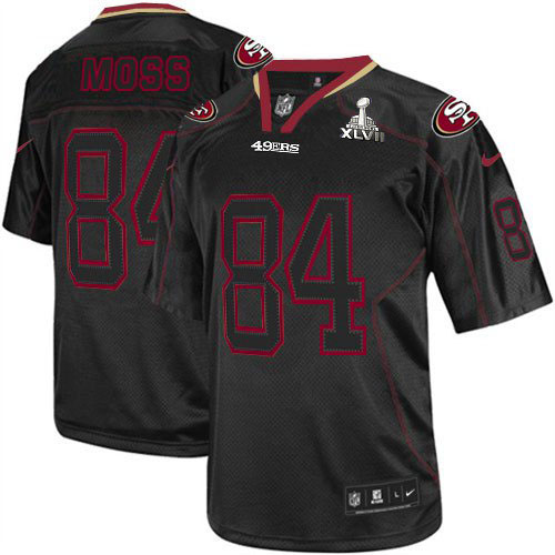 Nike 49ers 84 Randy Moss Black Shadow Elite 2013 Super Bowl XLVII Jersey