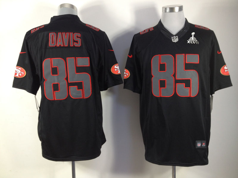 Nike 49ers 85 Davis Black Impact Limited 2013 Super Bowl XLVII Jersey