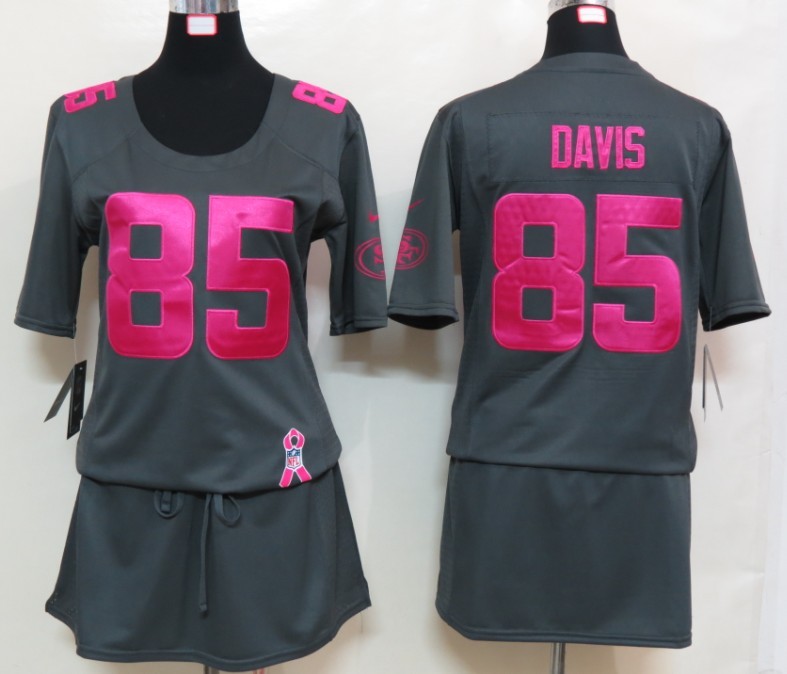 Nike 49ers 85 Davis Elite breast Cancer Awareness Dark Grey Women Jerseys