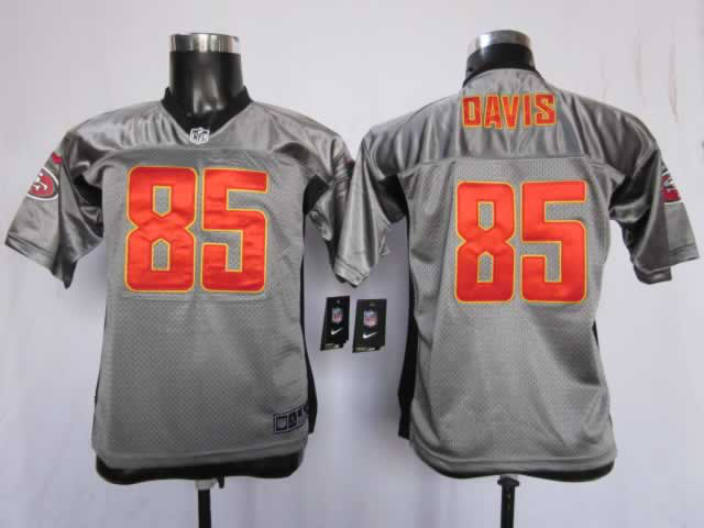 Nike 49ers 85 Davis Grey Kids Elite Jerseys