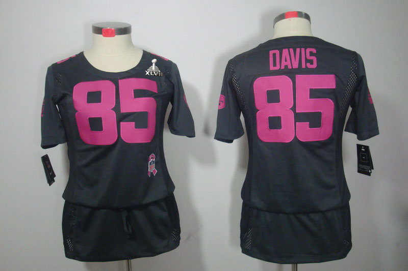 Nike 49ers 85 Davis Grey Women Elite 2013 Super Bowl XLVII Skirts
