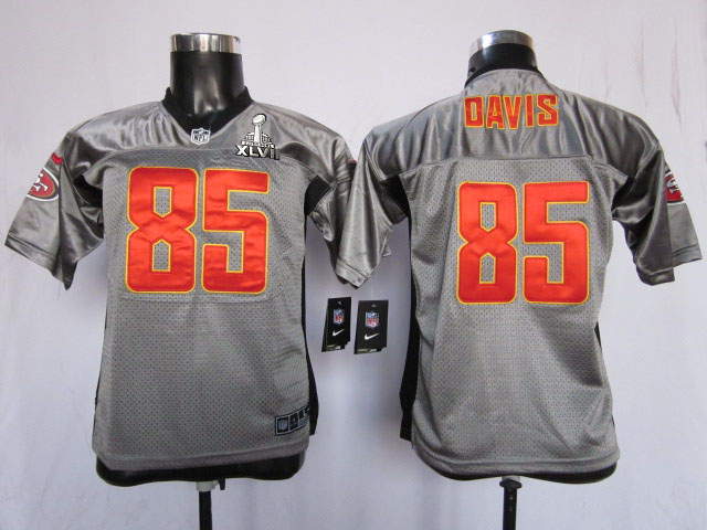 Nike 49ers 85 Davis Kids Elite 2013 Super Bowl XLVII Jersey