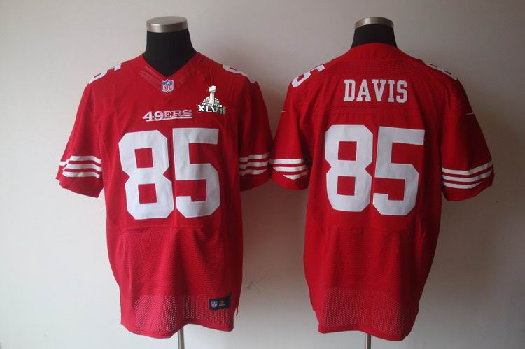 Nike 49ers 85 Davis Red Elite 2013 Super Bowl XLVII Jersey