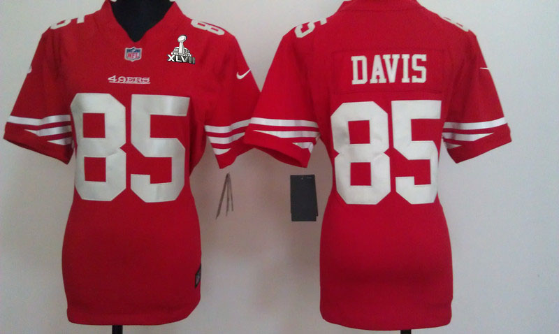 Nike 49ers 85 Davis Red Women Game 2013 Super Bowl XLVII Jersey