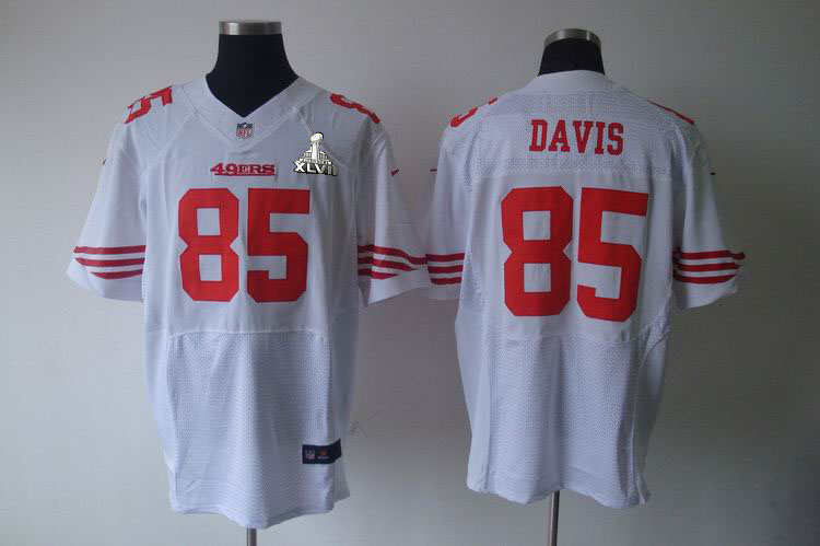 Nike 49ers 85 Davis White Elite 2013 Super Bowl XLVII Jersey