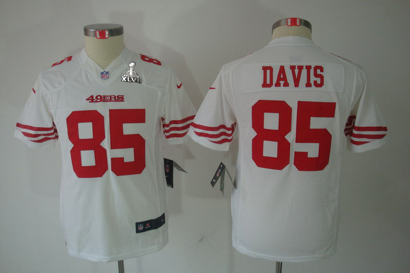Nike 49ers 85 Davis White Kids Limited 2013 Super Bowl XLVII Jersey