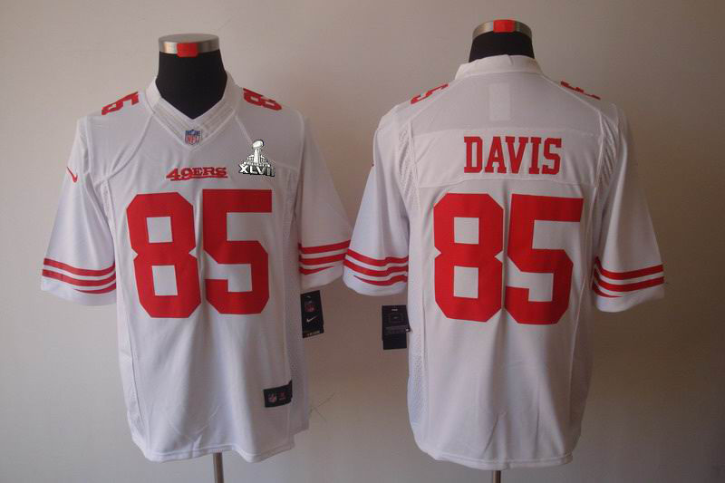 Nike 49ers 85 Davis White Limited 2013 Super Bowl XLVII Jersey
