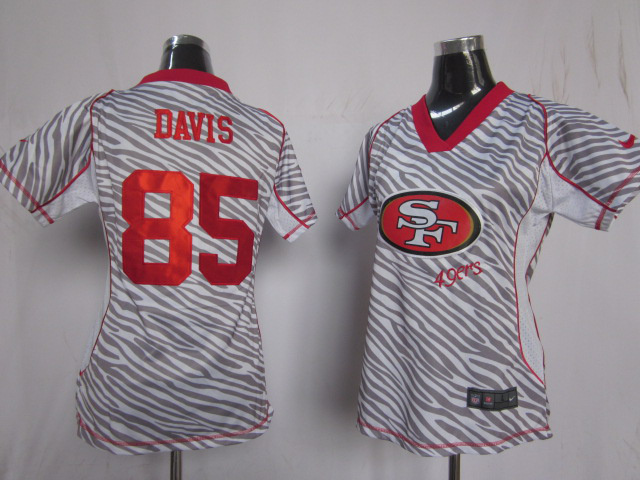 Nike 49ers 85 Davis Women Zebra Jerseys