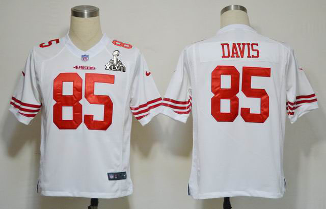 Nike 49ers 85 Davis white Game 2013 Super Bowl XLVII Jersey