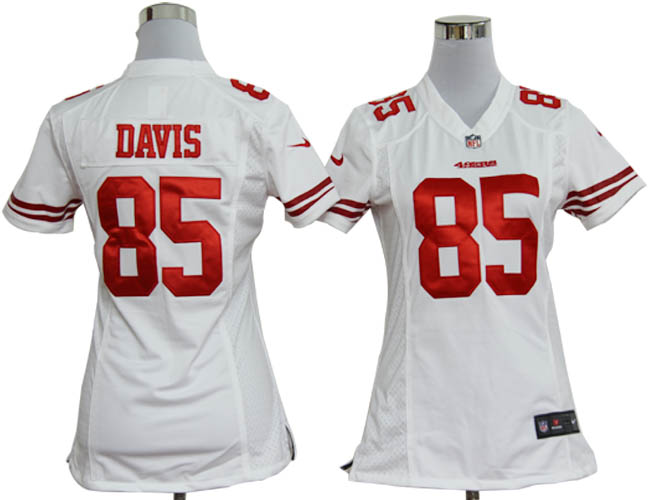 Nike 49ers 85 Vernon Davis White Women Game Jerseys