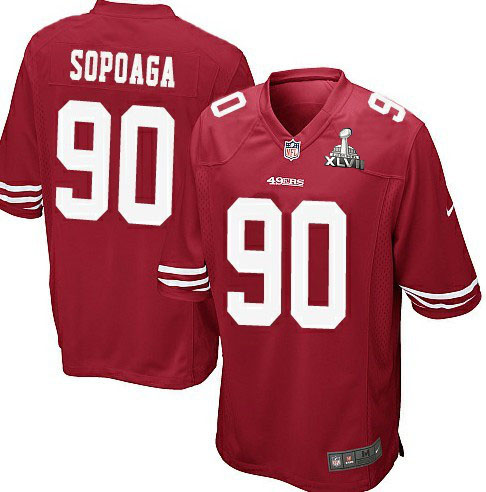 Nike 49ers 90 Isaac Sopoaga Red Game 2013 Super Bowl XLVII Jersey