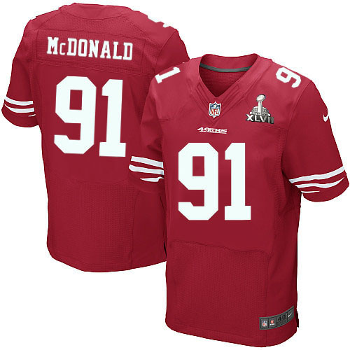 Nike 49ers 91 Ray McDonald Red Elite 2013 Super Bowl XLVII Jersey