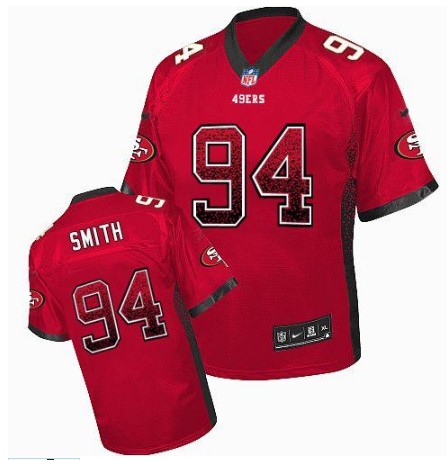 Nike 49ers 94 Justin Smith Red Elite Drift Jersey