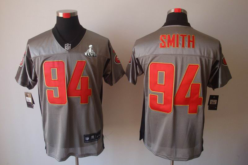 Nike 49ers 94 Smith Grey Shadow Elite 2013 Super Bowl XLVII Jersey