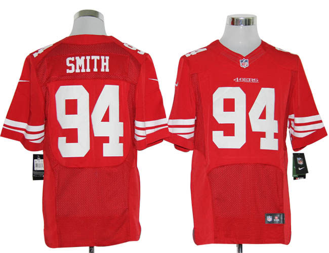 Nike 49ers 94 Smith Red Elite Jerseys