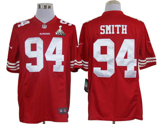 Nike 49ers 94 Smith Red Limited 2013 Super Bowl XLVII Jersey