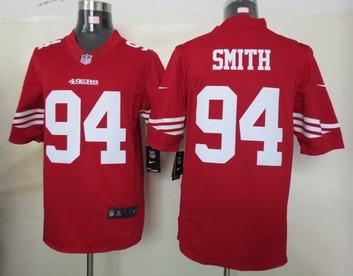 Nike 49ers 94 Smith Red Limited Jerseys