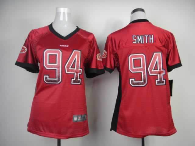 Nike 49ers 94 Smith Red Women Elite Drift Jersey