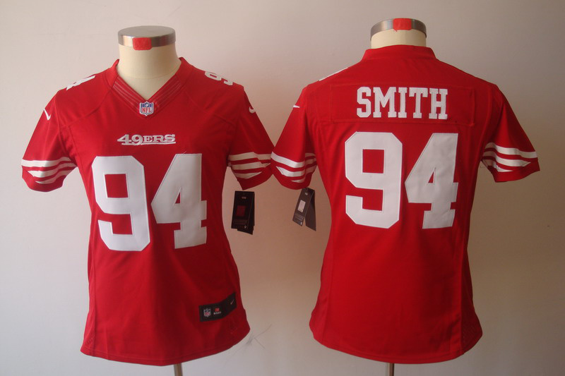 Nike 49ers 94 Smith Red Women Limited Jerseys