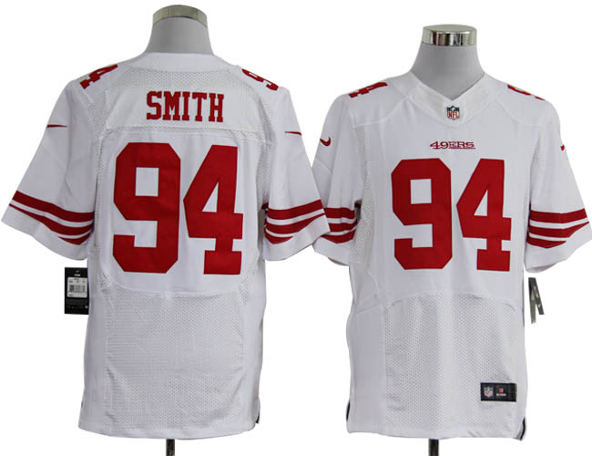 Nike 49ers 94 Smith White Elite Jerseys - Click Image to Close