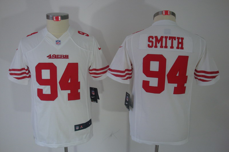 Nike 49ers 94 Smith White Kids Limited Jerseys