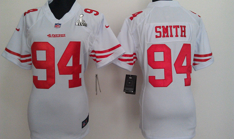Nike 49ers 94 Smith White Women Game 2013 Super Bowl XLVII Jersey