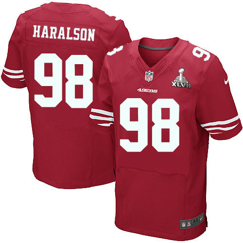 Nike 49ers 98 Parys Haralson Red Elite 2013 Super Bowl XLVII Jersey