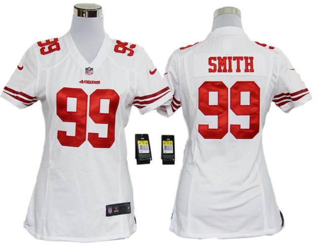 Nike 49ers 99 SMITH White Women Game Jerseys