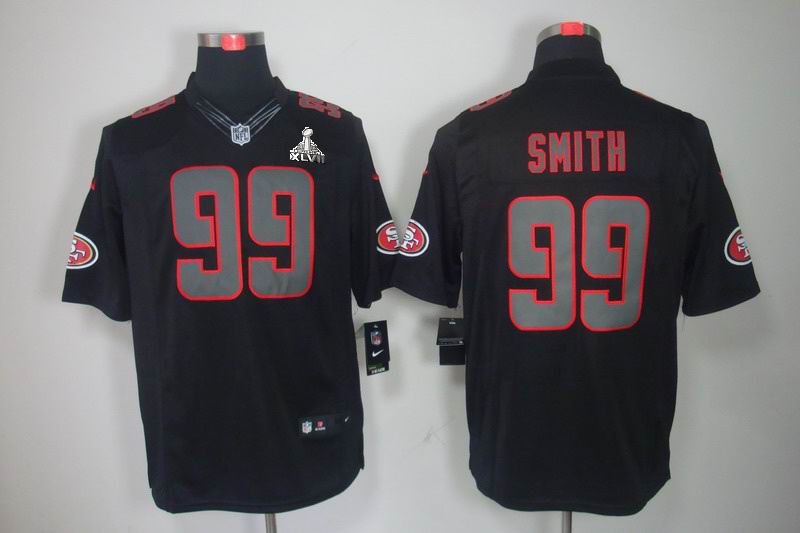 Nike 49ers 99 Smith Black Impact Limited 2013 Super Bowl XLVII Jersey