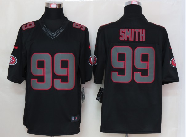 Nike 49ers 99 Smith Black Impact Limited Jerseys