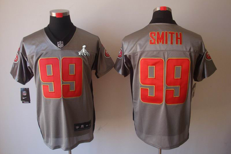 Nike 49ers 99 Smith Grey Shadow Elite 2013 Super Bowl XLVII Jersey