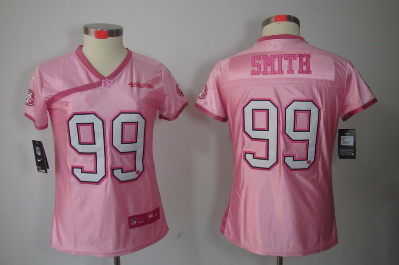 Nike 49ers 99 Smith Pink Love's Women Jerseys