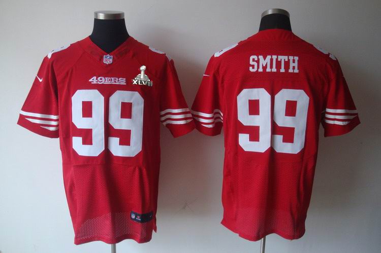 Nike 49ers 99 Smith Red Elite 2013 Super Bowl XLVII Jersey