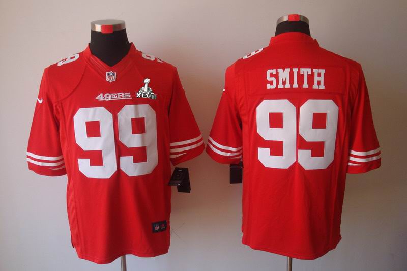 Nike 49ers 99 Smith Red Limited 2013 Super Bowl XLVII Jersey