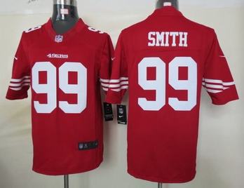 Nike 49ers 99 Smith Red Limited Jerseys