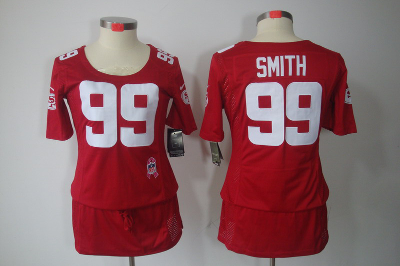 Nike 49ers 99 Smith Red Women Elite Skirts