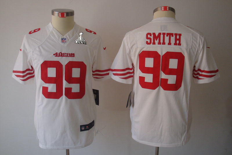 Nike 49ers 99 Smith White Kids Limited 2013 Super Bowl XLVII Jersey