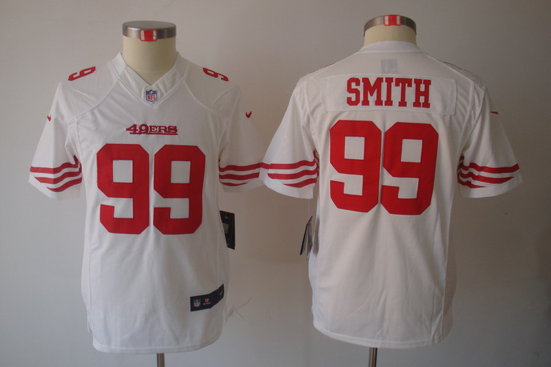 Nike 49ers 99 Smith White Kids Limited Jerseys