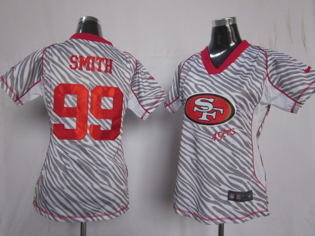 Nike 49ers 99 Smith Women Zebra Jerseys