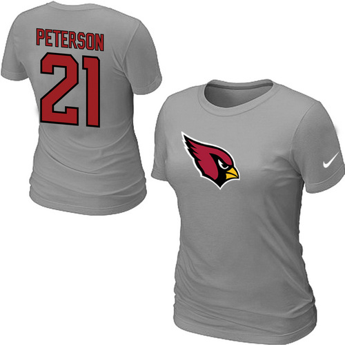 Nike Arizona Cardinals 21 peterson Name & Number Women's T-Shirt Grey